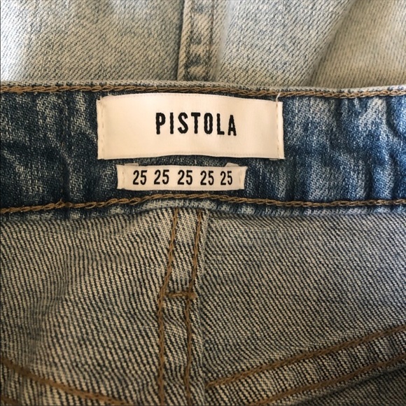 NEW Pistola Sierra two-tone distressed denim mini in light blue wash size 25 - Picture 6 of 12